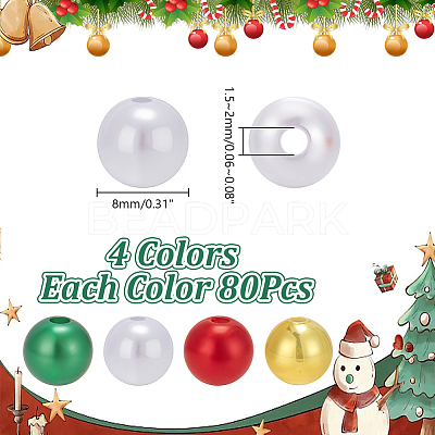 320pcs 2 Styles Imitation Pearl & Plating Acrylic Beads OACR-AR0001-32A-1