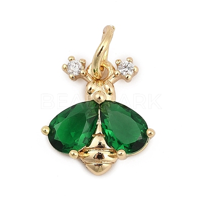 Brass Pave Cubic Zirconia Charms KK-Q096-14B-G-1