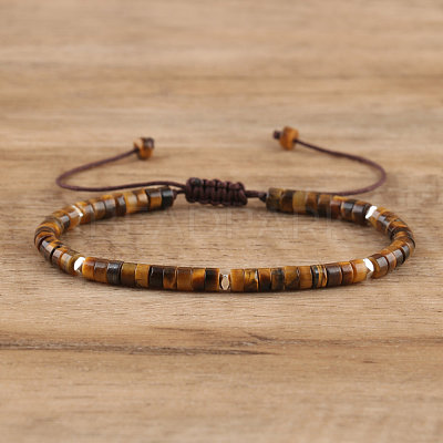 Natural Tiger Eye Beaded Braided Bracelets QH4784-2-1