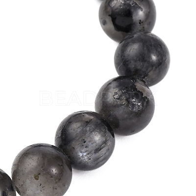 Natural Labradorite Round Beaded Stretch Bracelets for Women BJEW-JB12569-02-1