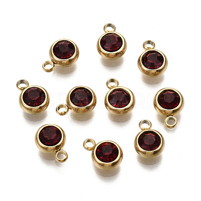 PVD Vacuum Plating 201 Stainless Steel Rhinestone Charms STAS-S068-01G-1