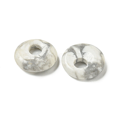 Natural Howlite Donut/Pi Disc Charms G-G142-02N-1