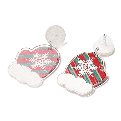 Christmas Acrylic Dangle Stud Earrings with 304 Stainless Steel Pin for Women EJEW-D060-01F-1