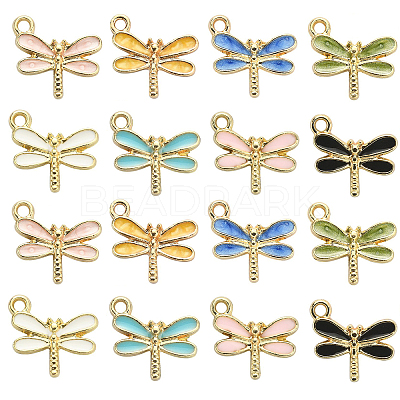 40Pcs 8 Colors Alloy Enamel Pendants ENAM-CJ0003-25-1