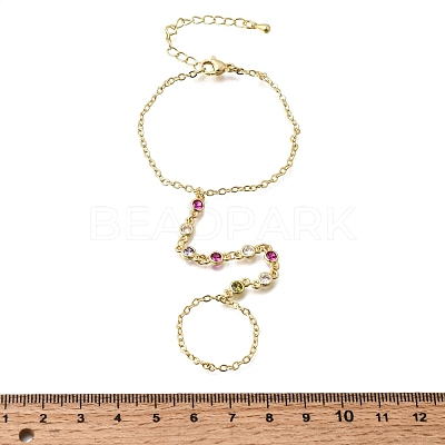 Brass Micro Pave Cubic Zirconia Mittens Bracelets BJEW-C156-01G-01-1