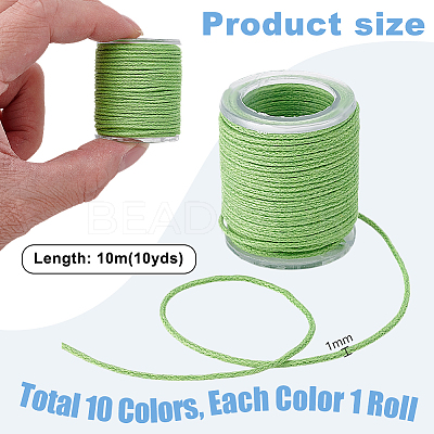 10 Rolls 10 Colors Waxed Nylon Cord DIY-WH0656-17B-1