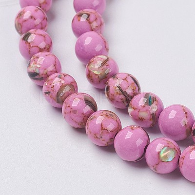Sea Shell and Synthetic Turquoise Assembled Beads Strands G-G758-05-6mm-1
