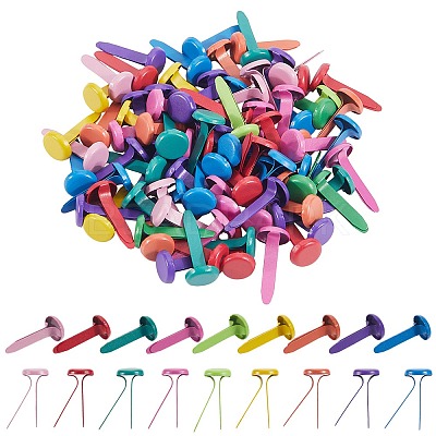 200Pcs Paint Spraying Flat Round Iron Fasteners Brads DIY-SP0003-38C-1