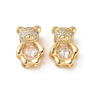 Brass Micro Pave Clear Cubic Zirconia Slide Charms KK-D504-17G-1