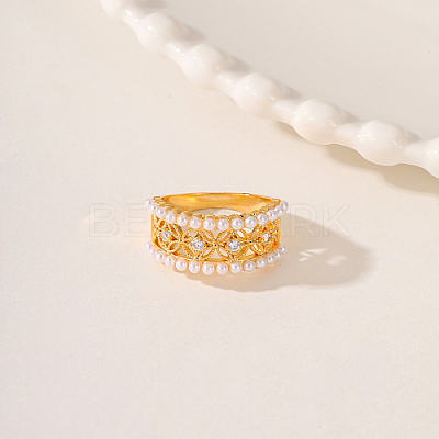 Brass Micro Pave Cubic Zirconia Finger Ring AH5761-4-1