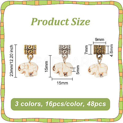 Tibetan Style Alloy & Synthetic Turquoise Braiding Hair Pendants Decoration OHAR-AB00015-1