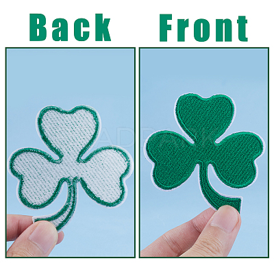 Saint Patrick's Day Iron on Shamrock Cloth Patches PATC-WH0005-36-1