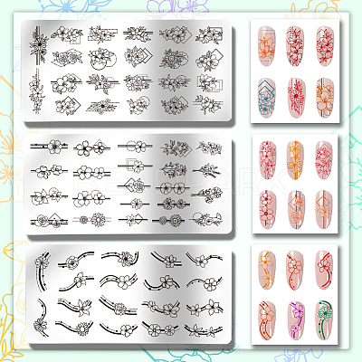 Stainless Steel DIY Nail Art Templates MRMJ-WH0092-034-1