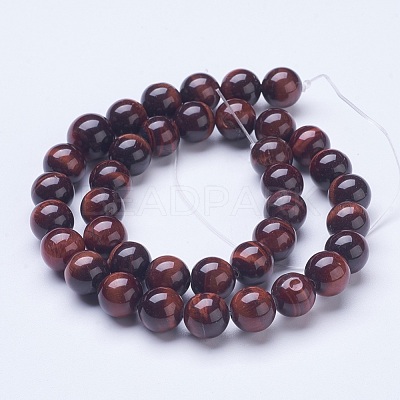 Dyed & Heated Natural Red Tiger Eye Beads Strands G-D855-04-10mm-1