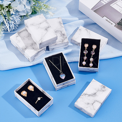 Marble Print Cardboard Paper Storage Boxes CON-WH0089-38-1