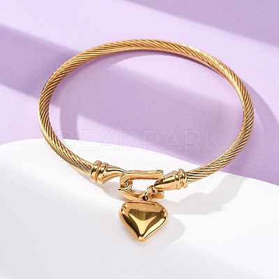 304 Stainless Steel Charm Bangles BJEW-K280-03G-1