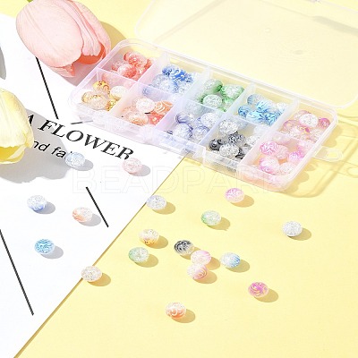 100Pcs 10 Colors Two Tone Spray Painted Crackle Acrylic Beads DIY-FS0006-73-1