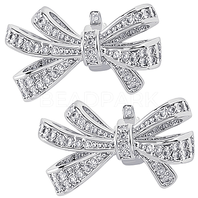 2Pcs Alloy Micro Pave Cubic Zirconia Bowknot Clip AJEW-CP0010-55-1