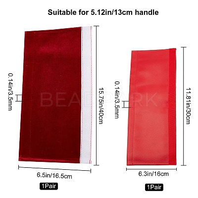 2 Pairs 2 Style Pleuche with PU Leather Door Handle Protective Casing AJEW-GF0003-07B-1