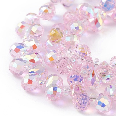 Transparent Electroplate Glass Beads Strands LS-EGLA-F152A-AB03-1