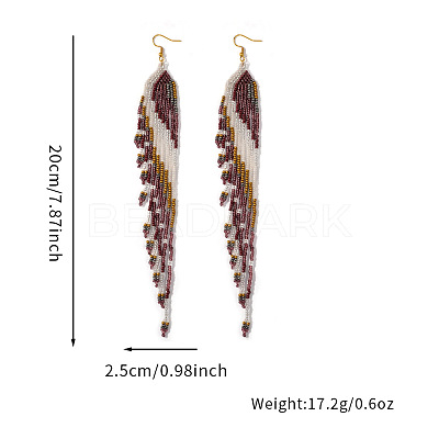 Bohemian Long Tassel Glass Seed Beaded Dangle Earrings for Women IW9172-1-1