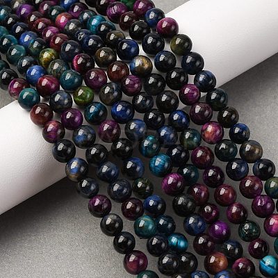 Grade AB Natural Tiger Eye Beads Strands X-G-F591-18-6mm-06-1