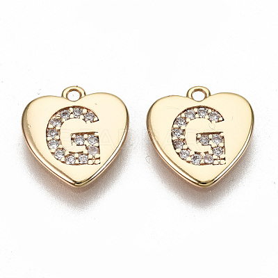 Brass Micro Pave Clear Cubic Zirconia Charms KK-N231-234G-NF-1