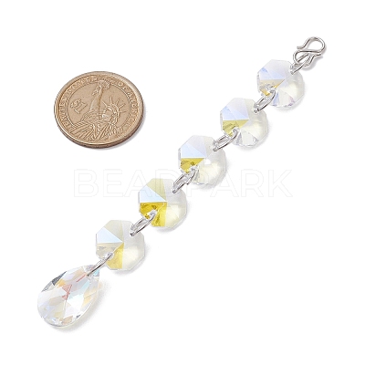 Christmas Glass Octagon Beads Hanging Suncatchers HJEW-JM02269-1
