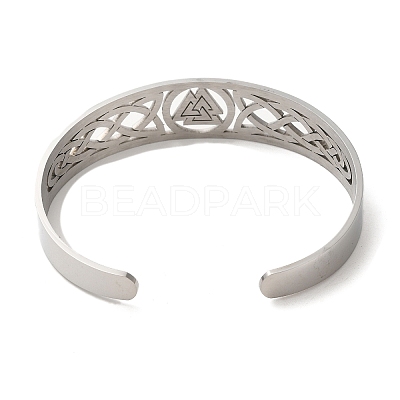 Non-Tarnish 304 Stainless Steel Hollow Cuff Bangles BJEW-Z022-03P-1