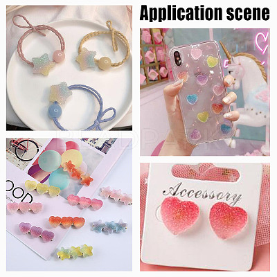 75Pcs 3 Styles Rainbow Color Resin Imitation Candy Cabochons RESI-GO0001-04-1
