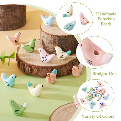 14Pcs 7 Colors Handmade Porcelain Beads PORC-TA0001-18-1