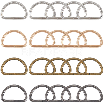 20Pcs 4 Colors Iron D Rings IFIN-SP0001-23C-1