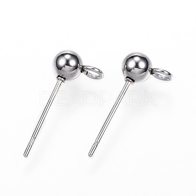 Non-Tarnish 304 Stainless Steel Ball Stud Earring Findings LS-STAS-G099-09P-1