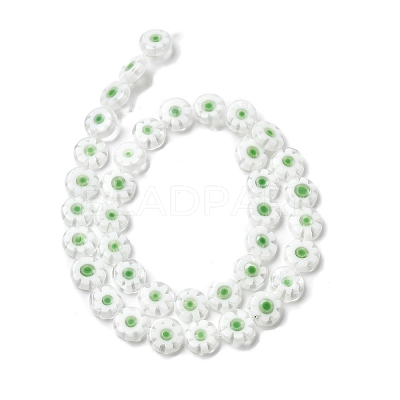 Handmade Millefiori Glass Flat Round Bead Strands LK-P011-23-1