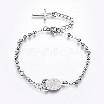 Tarnish Resistant 201 Stainless Steel Charm Bracelets BJEW-P258-15P-1