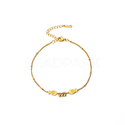 Double Fish 304 Stainless Steel Link Anklets for Women FS-WG2E8EF-01-1