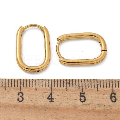 Ion Plating(IP) 304 Stainless Steel Oval Hoop Earrings EJEW-M218-02A-G-1