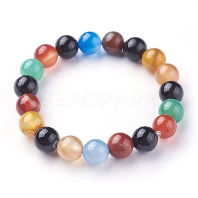 Natural Agate Beads Stretch Bracelets BJEW-F380-01-C13-1