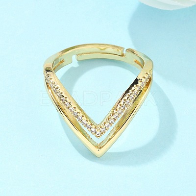 Adjustable Brass Micro Pave Clear Cubic Zirconia Finger Rings RJEW-S044-140-NF-1