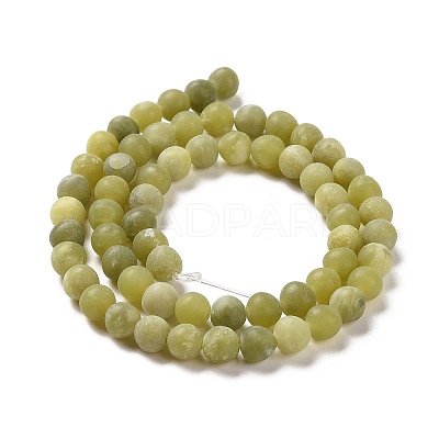 Round Frosted Natural TaiWan Jade Bead Strands G-M248-6mm-02-1