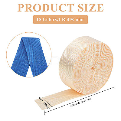 15Pcs 15 Colors 3M Nylon Heavy-Duty Ribbon OCOR-GL0001-20-1
