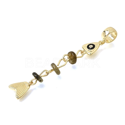 Brass Pave Cubic Zirconia Clear Cubic Zirconia & Natural Labradorite & Enamel European Dangle Charms GG-CBA3401-01G-A03-1