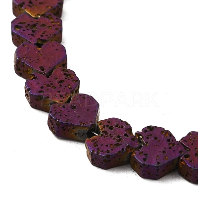 Electroplated Natural Lava Rock Beads Strands G-Q1009-G01-01E-1
