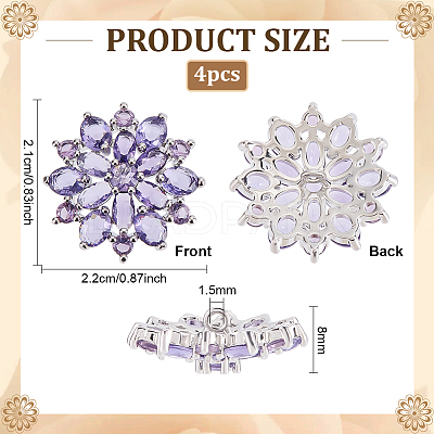 4Pcs Brass Micro Pave Cubic Zirconia Buttons DIY-FG0007-82A-1