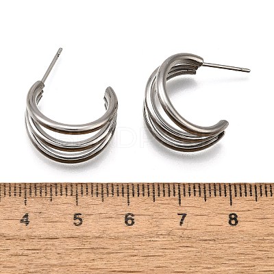 Non-Tarnish 304 Stainless Steel C-shape Stud Earrings EJEW-G298-13A-P-1