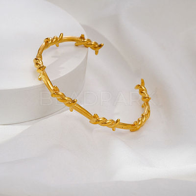 Dark Gothic Punk Irregular Thorn Wavy 304 Stainless Steel Open Cuff Bangles for Men Women EP9765-1-1