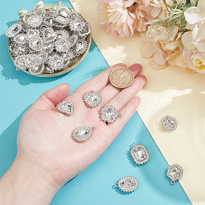 40Pcs 8 Styles Alloy Rhinestone Pendants ALRI-NB0001-19P-1