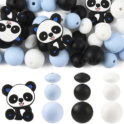 40Pcs 10 Styles Silicone Beads SIL-FS0001-27A-1