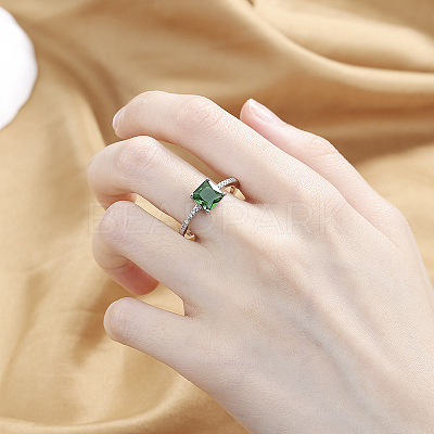 Brass Micro Pave Cubic Zirconia Finger Rings for Women FS-WG14AB5-05-1