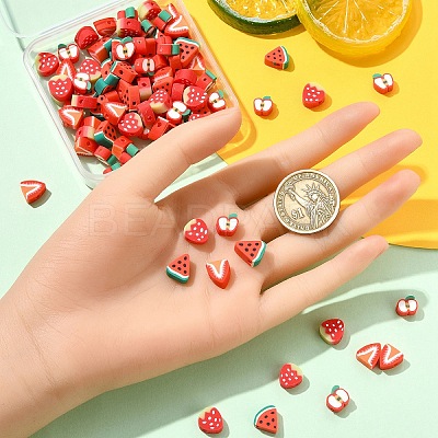100Pcs 4 Styles Handmade Polymer Clay Beads CLAY-YW0002-38-1